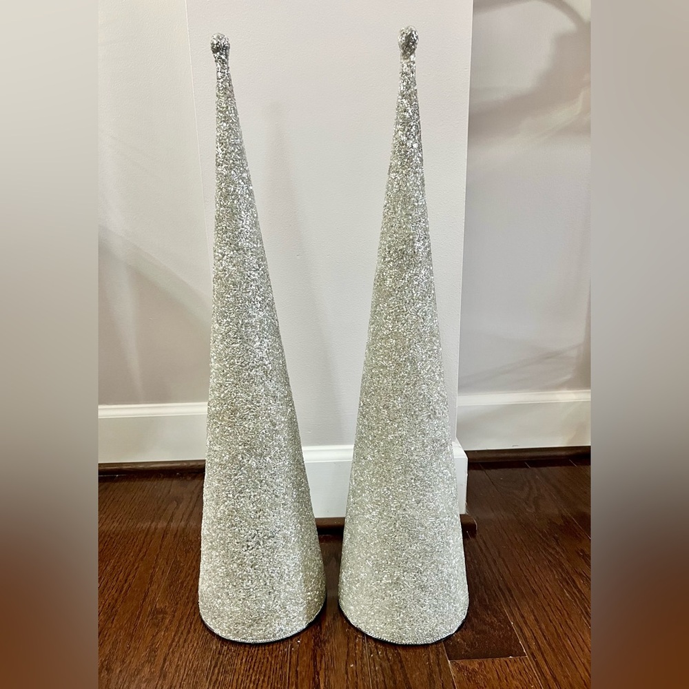 Elegant Silver Beaded Cone Set
